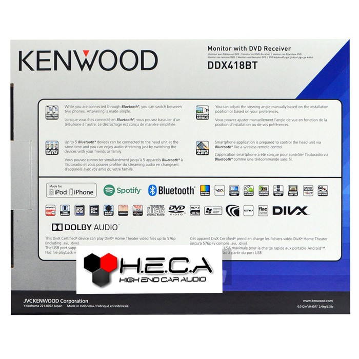 Hot Promo Kenwood DDX-418BT Head Unit Double Din + Tv Tuner Digital ASUKA HR-600
