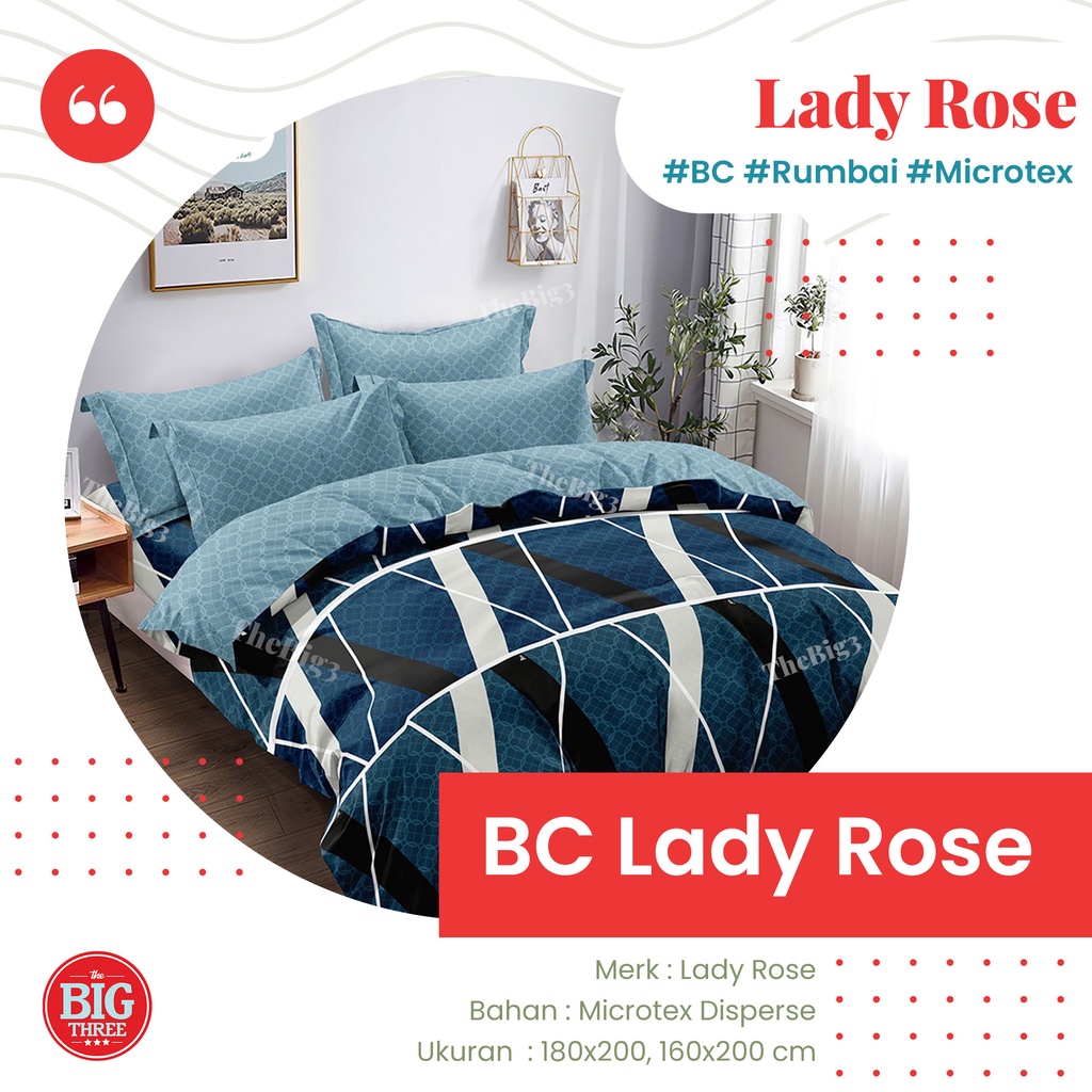 Bedcover + Sprei Rumbai LADY ROSE 180x200 / 160x200 motif - Anela Kitty Tundra Rino Okta Poppy Wilis William Walter  King Size Ladyrose 180 BC