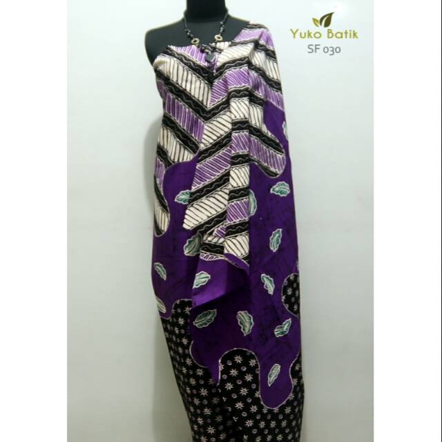 Kain Batik Tulis Motif Parang Daun Latar Ungu Shopee Indonesia