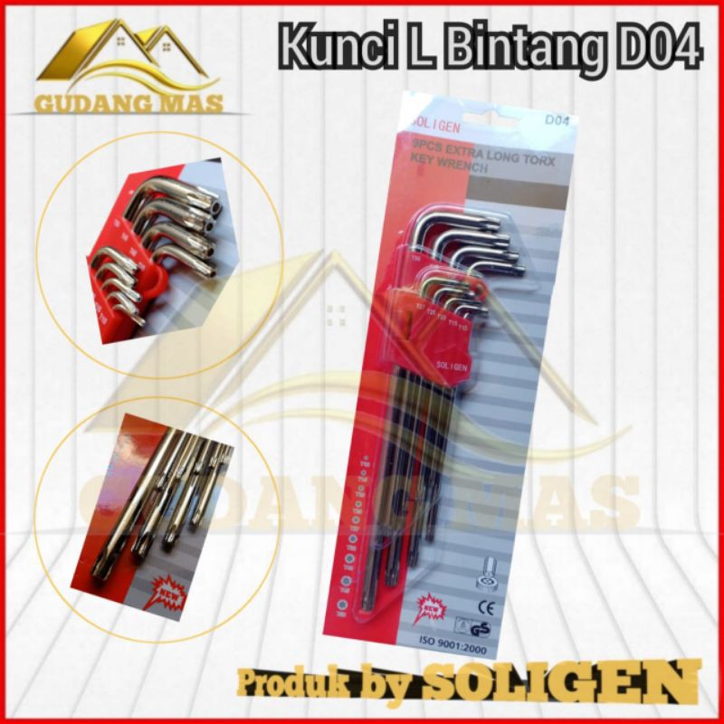 Soligen Kunci L Set Type D04 / Kunci L Soligen Bintang