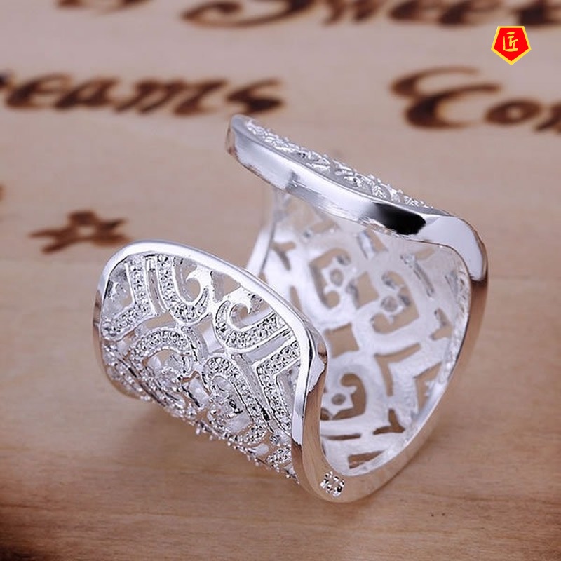 [Ready Stock]Silver Classic Diamond-Studded Ring Women's Fashion Simple