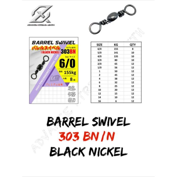 KILI KILI PANCING AXZ BARREL SWIVEL 303BN/N BLACK NICKLE STAINLESS STEEL BARREL SWIVEL TERLARIS