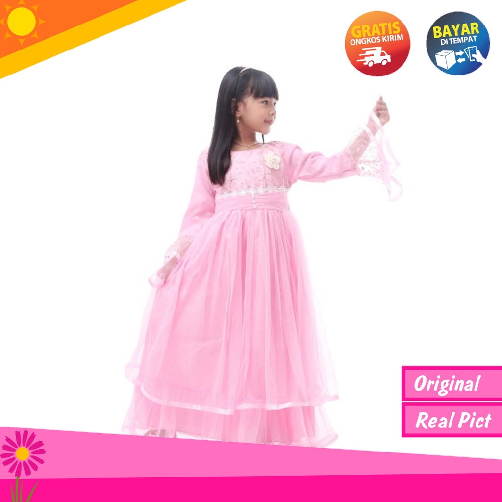 gamis anak perempuan | gamis pesta mewah warna pink muda | baju gaun anak perempuan | dress anak perempuan | baju gamis anak | baju gamis anak perempuan | gaun pesta anak perempuan