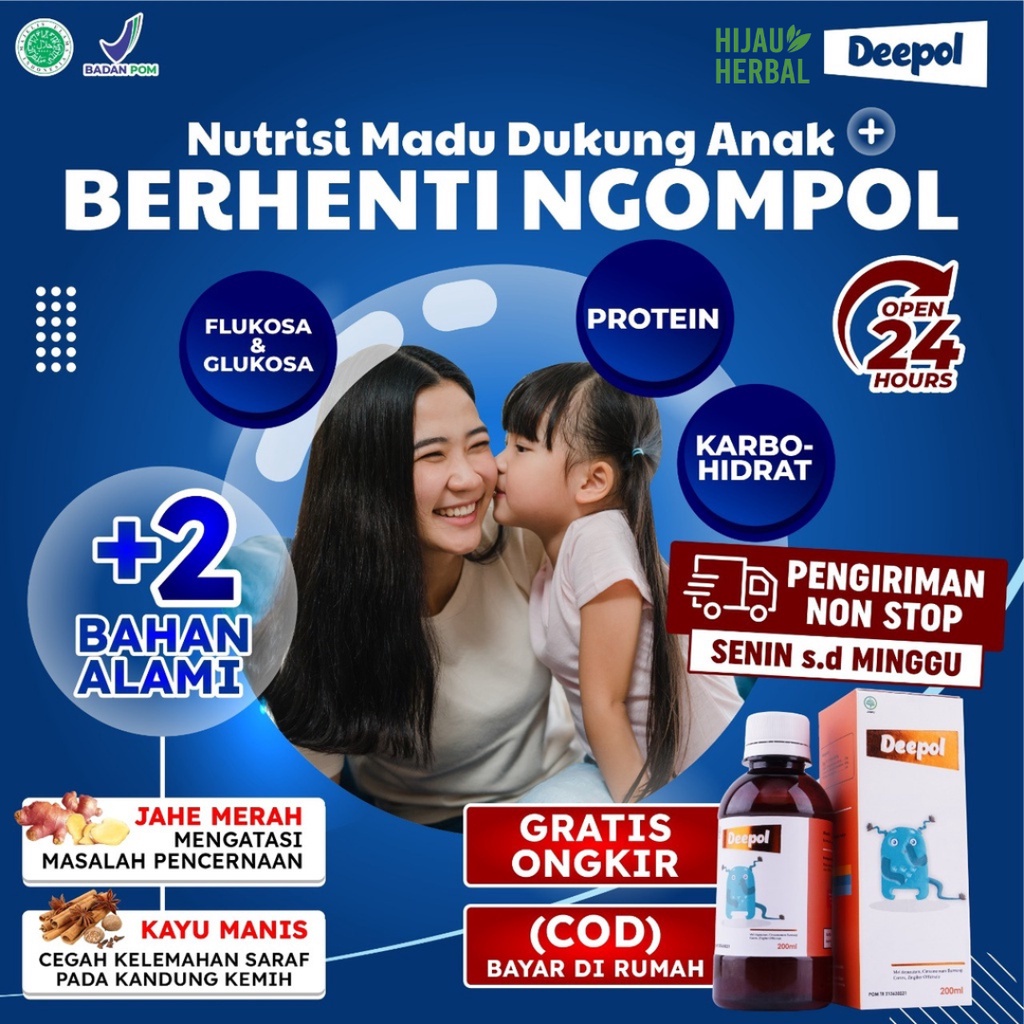 Madu Deepol - Madu Solusi Anak Ngompol Ompol &amp; Obati Kulit Akibat Ruam Popok Sakit Kulit Atasi Sembelit Redakan Perut Kembung Isi 200ml