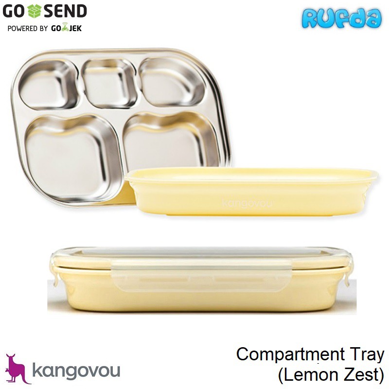 Kangovou Compartment Tray Lemon Zest Piring Stainless