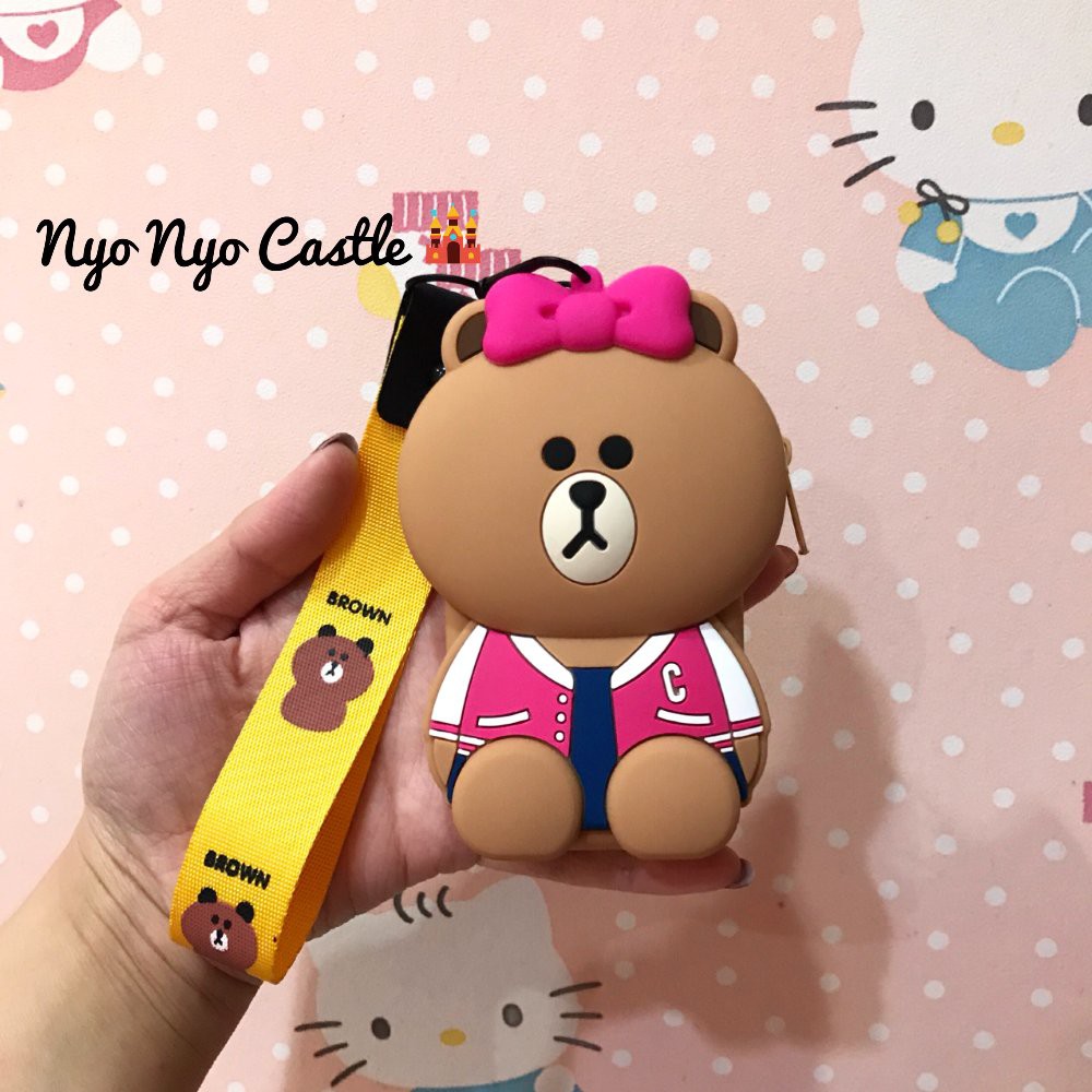 Cantik Dompet Koin Pouch Serbaguna Rubber Line Friends Brown Cony