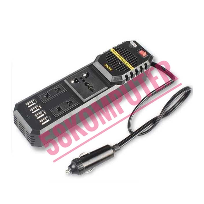 Car Power Inverter Dc 12v To Ac 220v 200W 4 USB Port Mengubah Arus aki Dc Ke Ac