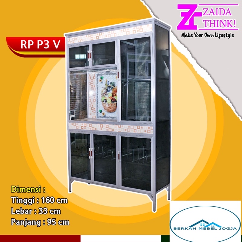 RAK PIRING RAK PIRING KACA RAK PIRING KACA ALMUNIUM 3 PINTU