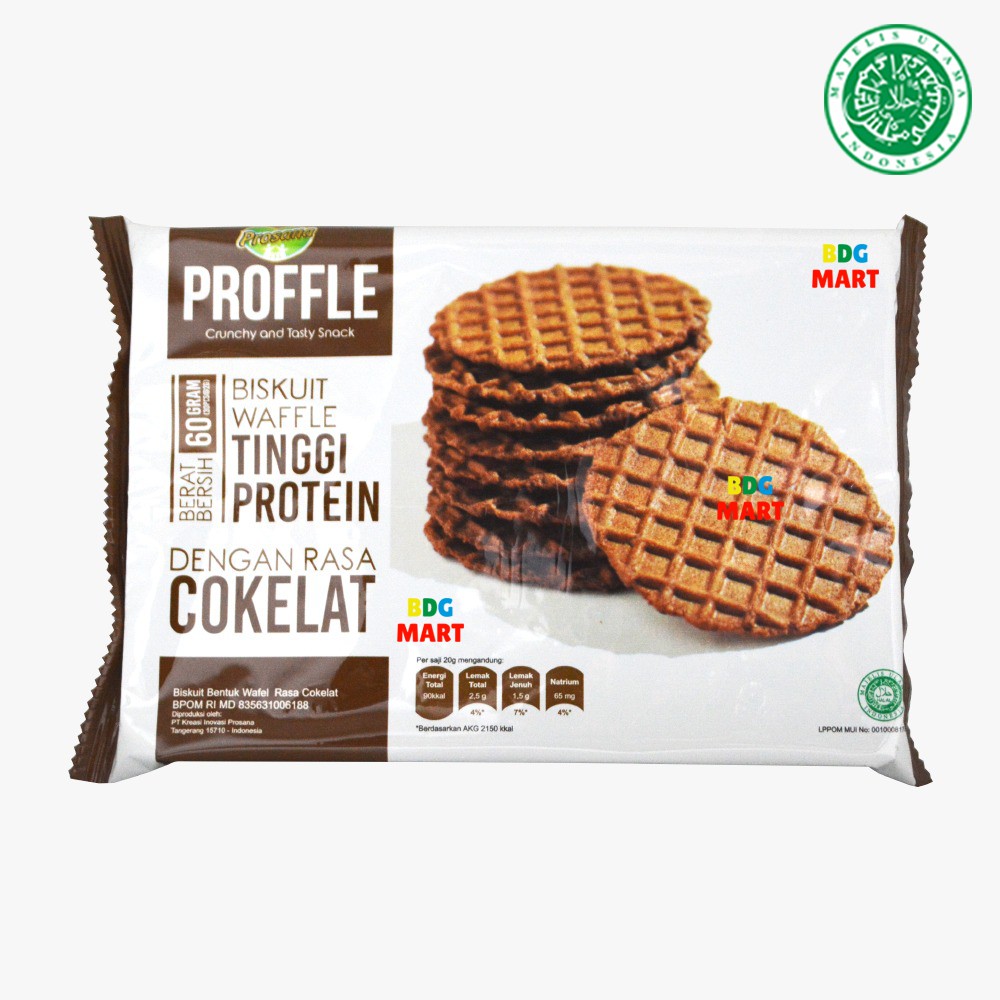 Prosana Proffle Waffle Cokelat Biskuit Bentuk Wafel Rasa Coklat Halal MUI - 60gr