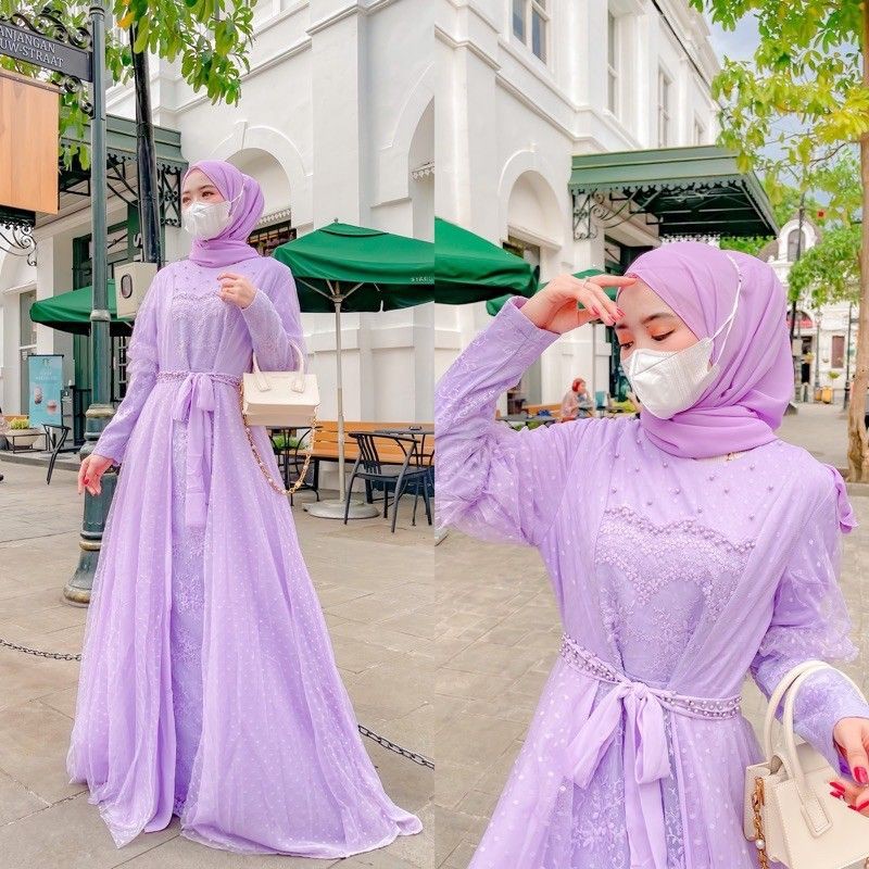 dress vivorie Eira Dress / brukat dress / dress lilac