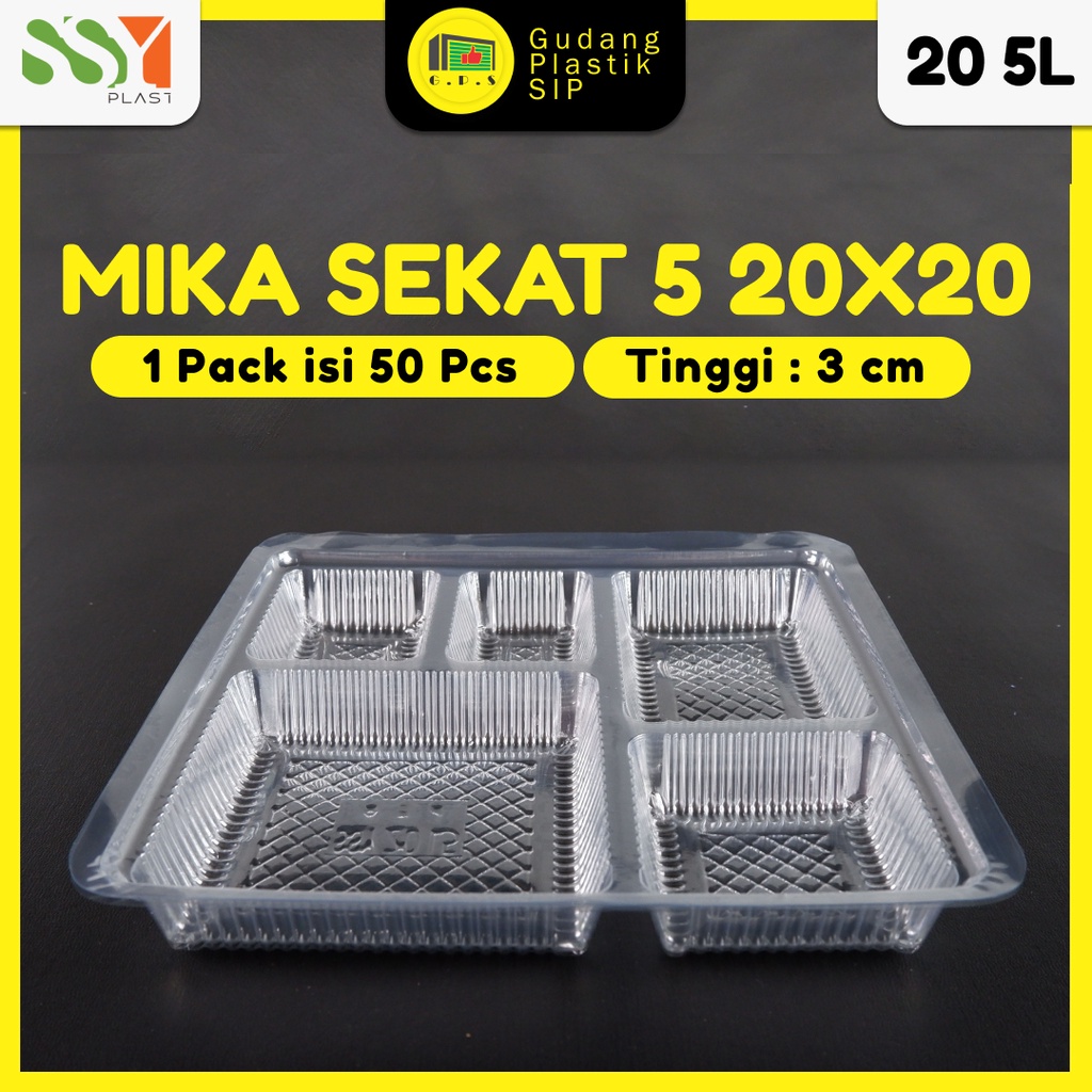 Mika Dus Nasi Sekat 5 Bening UK 20x20 Isi 50pc