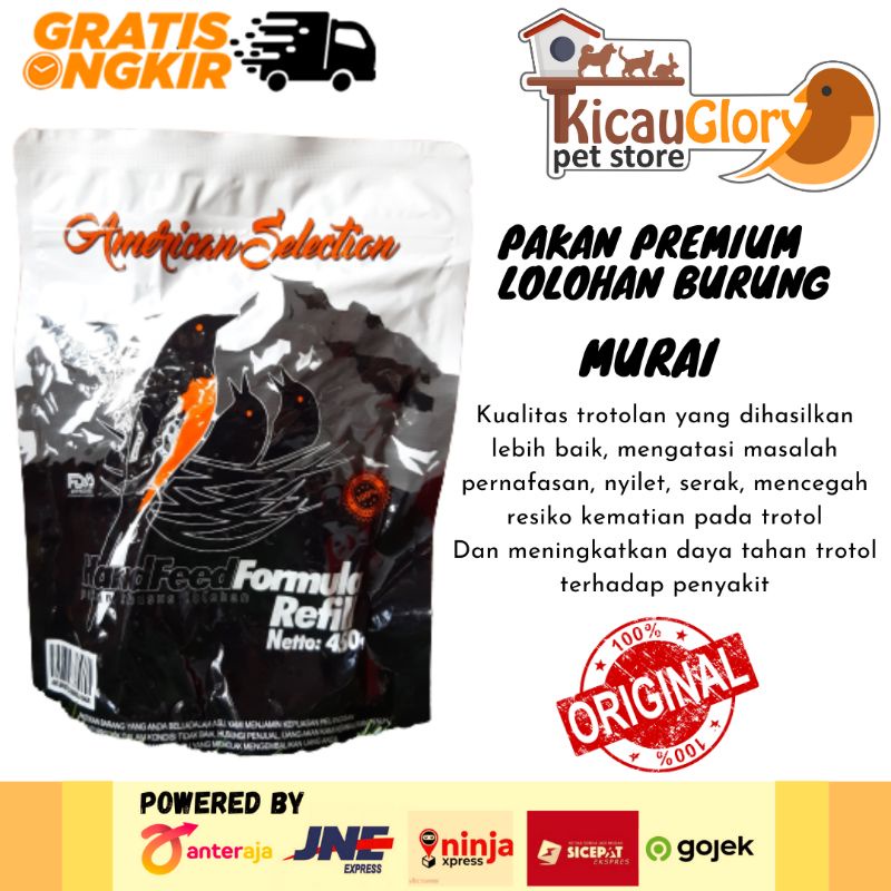 AMS Loloh Murai American Selection HandFeed Formula 450 gram - AMS Lolohan Burung Murai