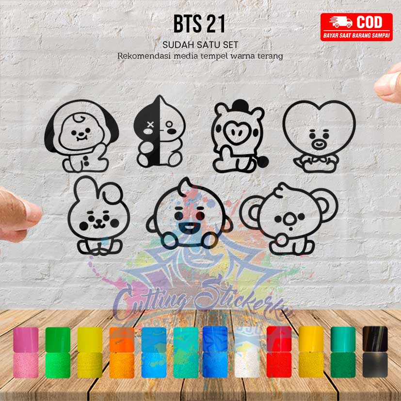 Cutting Stiker BTS21 Cute Variasi Motor Mobil Sticker Timbul Keren Nyala Dasbor Spakbor Visor Body Kaca Helm Laptop Hologram Reflective Tahan Air Setiker Bodi Samping  Jepang Matic Scoopy Beat NMAX PCX Pickup Windshield BTS Army Lucu