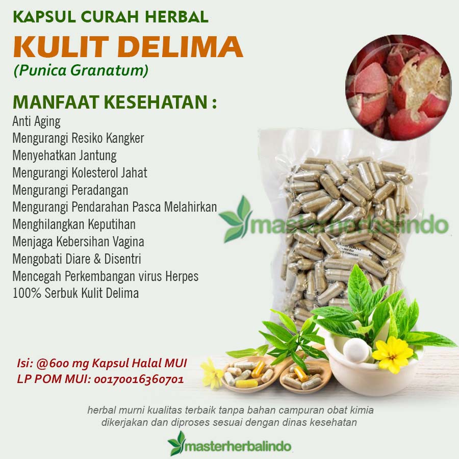 

KULIT DELIMA Kapsul Curah Herbal 200x600mg Anti Aging Rambut Rontok Kanker