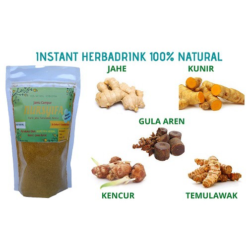 Jamu Campur Jahe Temulawak Kunyit Kencur Plus Gula Aren Instant Herbal Nursyifa 200gr Indonesia