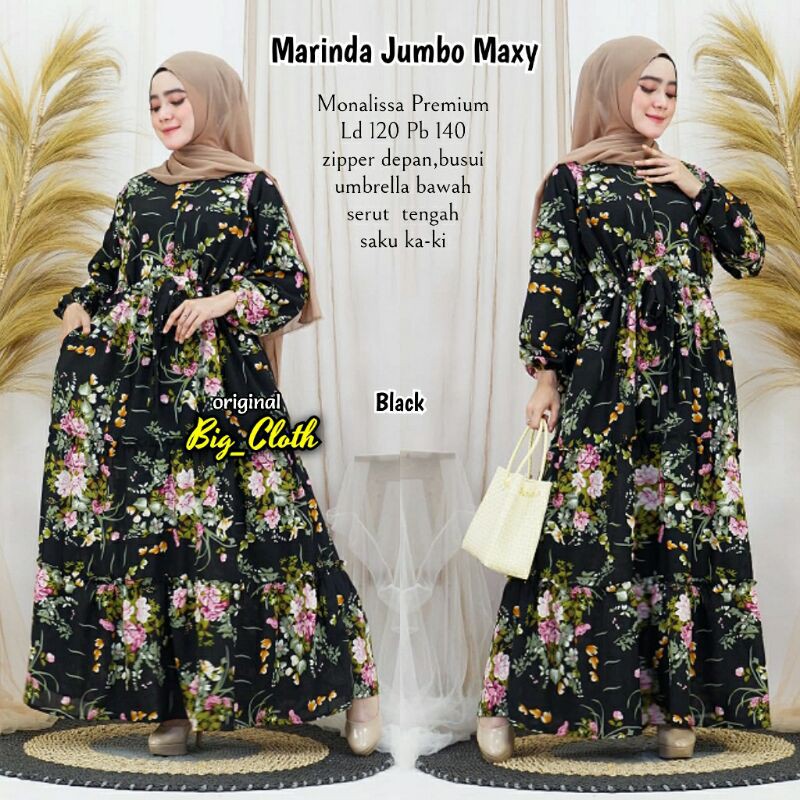 MARINDA GAMIS JUMBO Monalisa premium ld 120 pb 140 siper depan serut tengah bawah umbrella