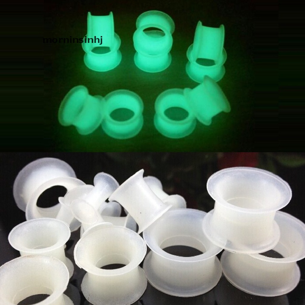 Mor Pelebar Tindikan Telinga Bahan Silikon Glow In The Dark Ukuran 4mm