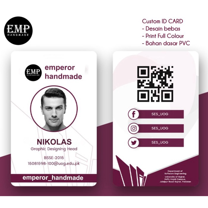 

Lucu Custom Id Card /Name Tag 2Sisi Cetak Uv Full Color Terbatas