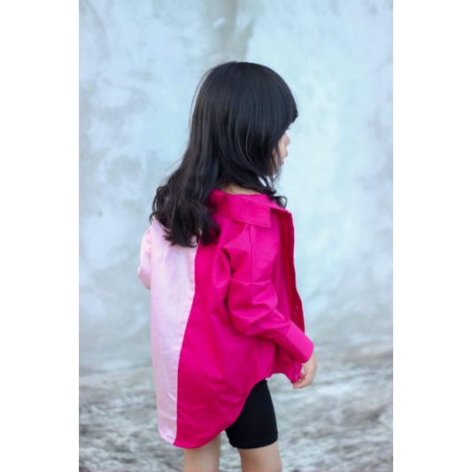 Two Tone Shirt Kids by Keenanthi / Kemeja Anak / Kemeja Katun Anak / Kemeja Pink