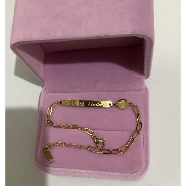 pastel-Gelang Titanium plat carter rantai clip gold