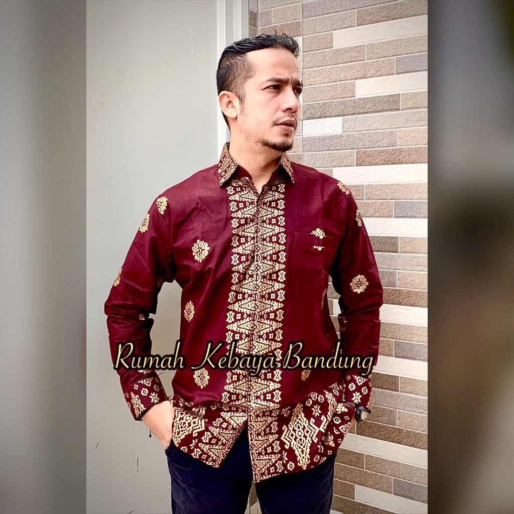 KEMEJA COUPLE ASHANTY NIA MAUDY BATIK JUPRI MOTIF SONGKET PALEMBANG(FOTO CEWEK TERPISAH)