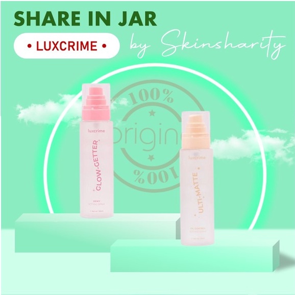 [SHARE IN JAR] LUXCRIME Glow-Getter Dewy Setting Spray Luxcrime Ulti-Matte Oil Control Setting Spray