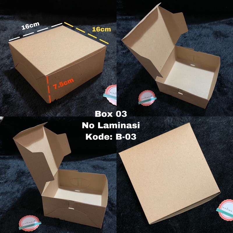 

ANTIASBOX 16x16x7,5cm Olshop Box / Kotak Kue Tanpa Laminasi B-03