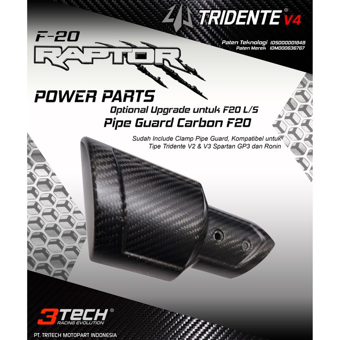 Tech00 Pipe Guard Carbon F20  Untuk knalpot Tridente Spartan Gp3 & Ronin