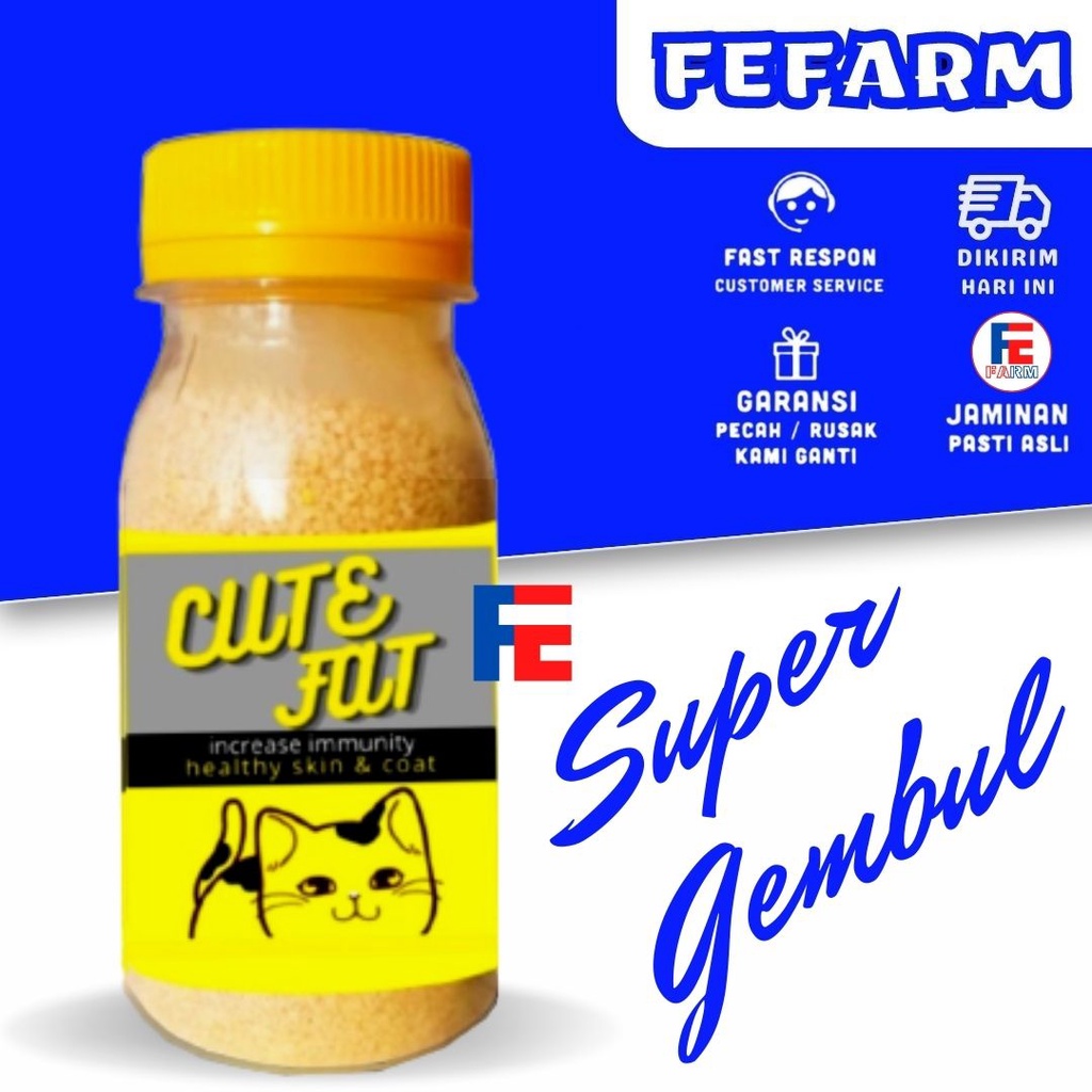 CUTE FAT - Vitamin Penggemuk dan Bulu Kucing Penumbuh Bulu Kucing Pelebat Bulu Obat Bulu Rontok FEFARM