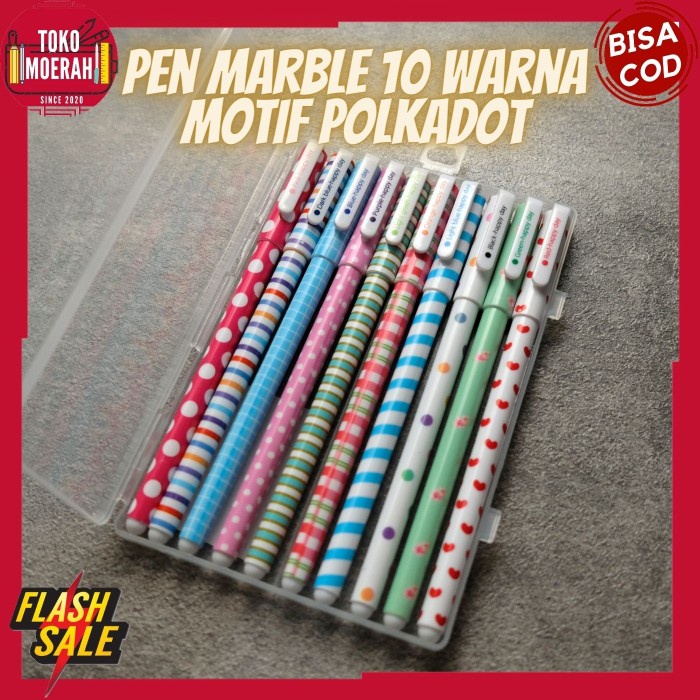 

Hadir Pulpen 10 Warna Lucu Unik Murah 1 Box Pen Gel Motif Polkadot Cod Promo