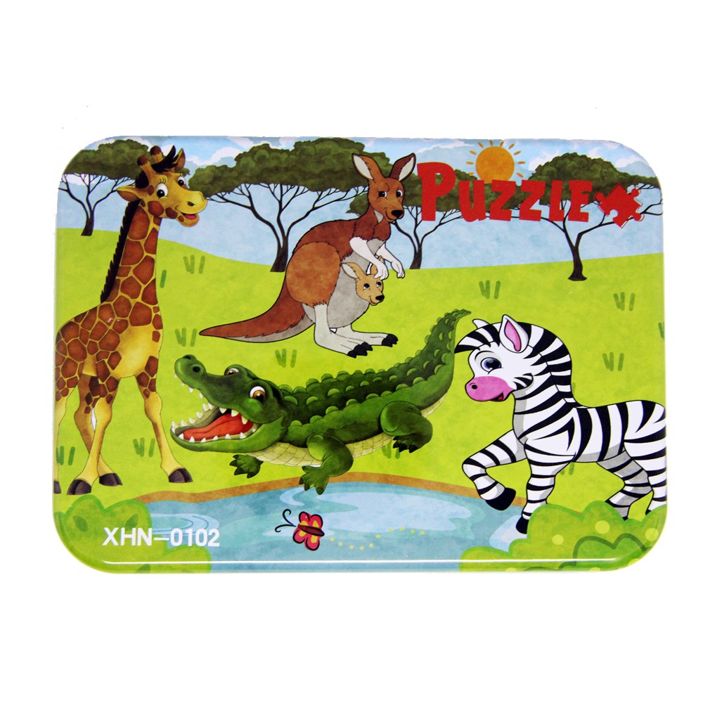 PL111 Puzzle Kayu Jigsaw Mix 4 in 1 Tepak Kaleng Mainan Anak Crocodile