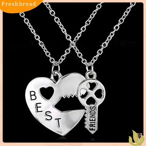 [TERLARIS]2Pcs/Set Love Heart Key Pendant BFF Best Friend Letter Carved Necklace Gift