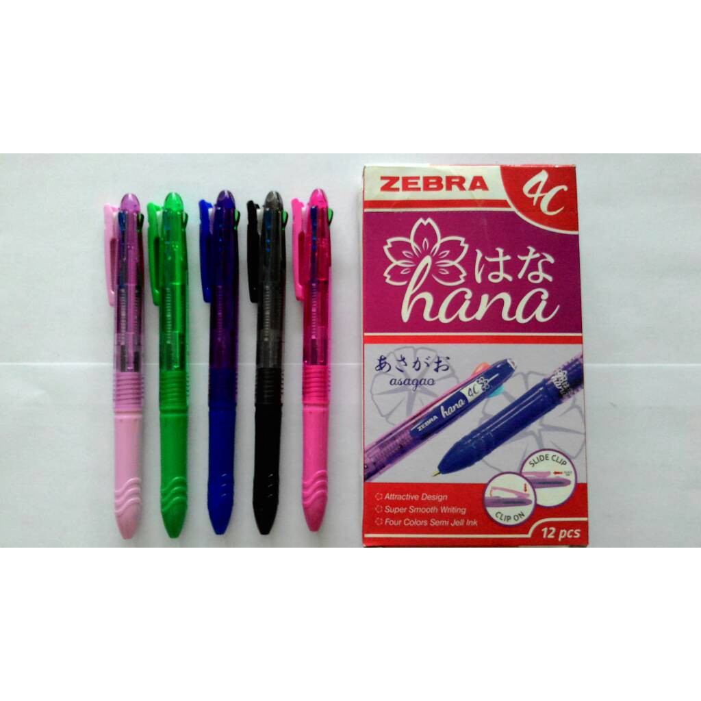 

ZEBRA HANA 4C SEMI GEL INK BALLPOINT PEN / BOLPEN PULPEN CETEK 4 WARNA