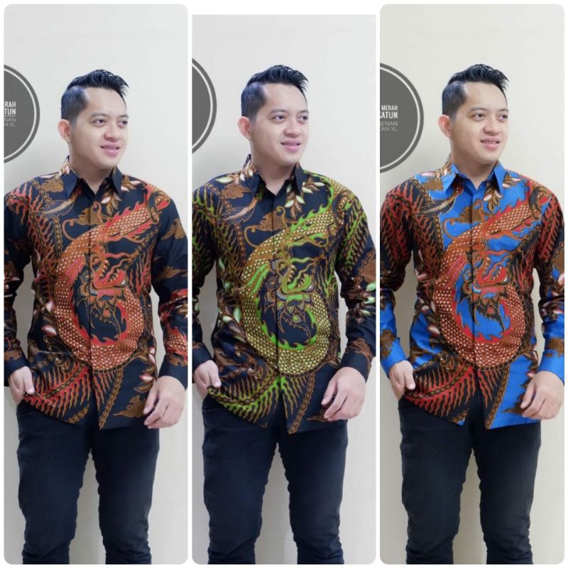 Kemeja Batik Pria Exclusive Motif Naga Batik Lengan Panjang Motif Naga Terbaru Batik NAGA LANGIT