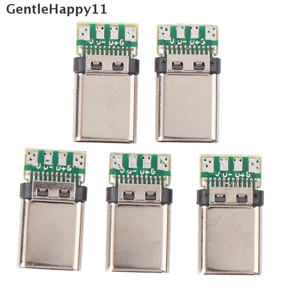 Gentlehappy 5Pcs Soket Konektor Plug Solder USB 3.1 Tipe C Male DIY Untuk PC Board