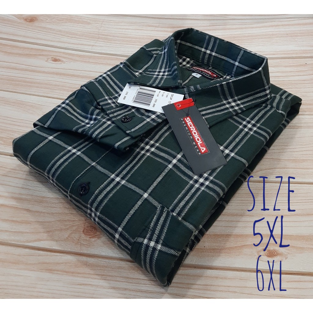 Terbaru Kemeja Flanel Jumbo Ukuran 5L 6L Lengan Panjang