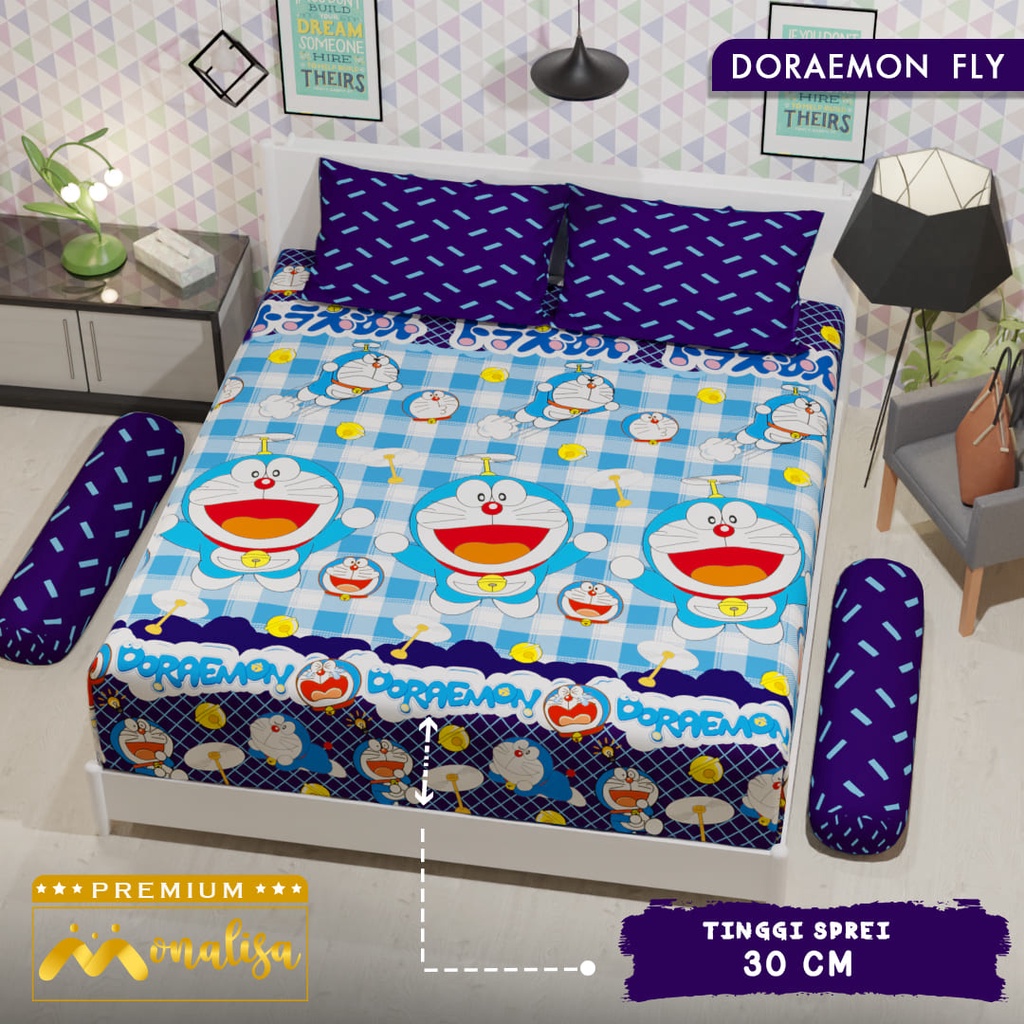 Monalisa Premium Sprei Uk 160/180 T 30 - Doraemon Fly