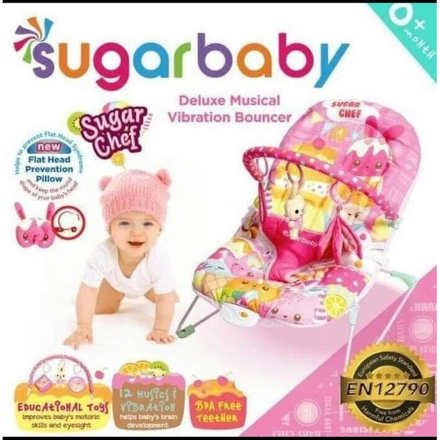 Bouncer Bayi Sugar Baby Deluxe Musical Vibration Bouncer 1 Recline