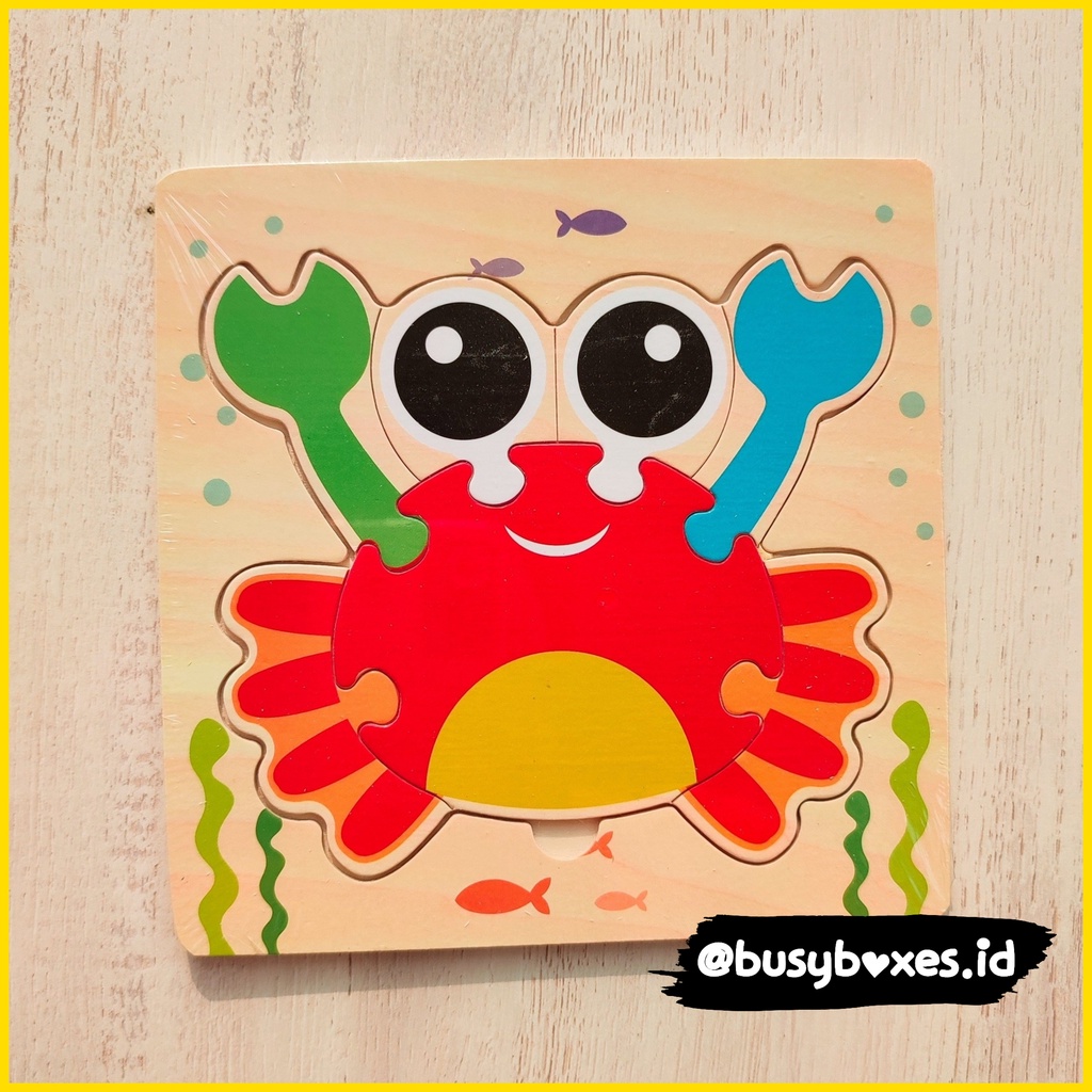 [busyboxes.id] Mainan Edukasi Montessori Preschool Puzzle Kayu Wooden Toys Bentuk Kepiting