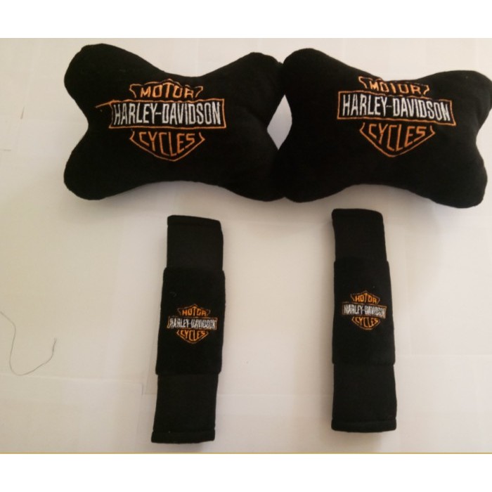 BANTAL LEHER JOK MOBIL PLUS SARUNG BELT HARLEY HITAM 2IN1 - BL181