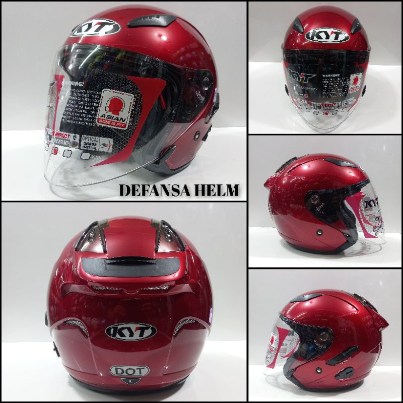 HELM KYT GALAXSY FLAT R SOLID DOUBLE VISOR MERAH MAROON