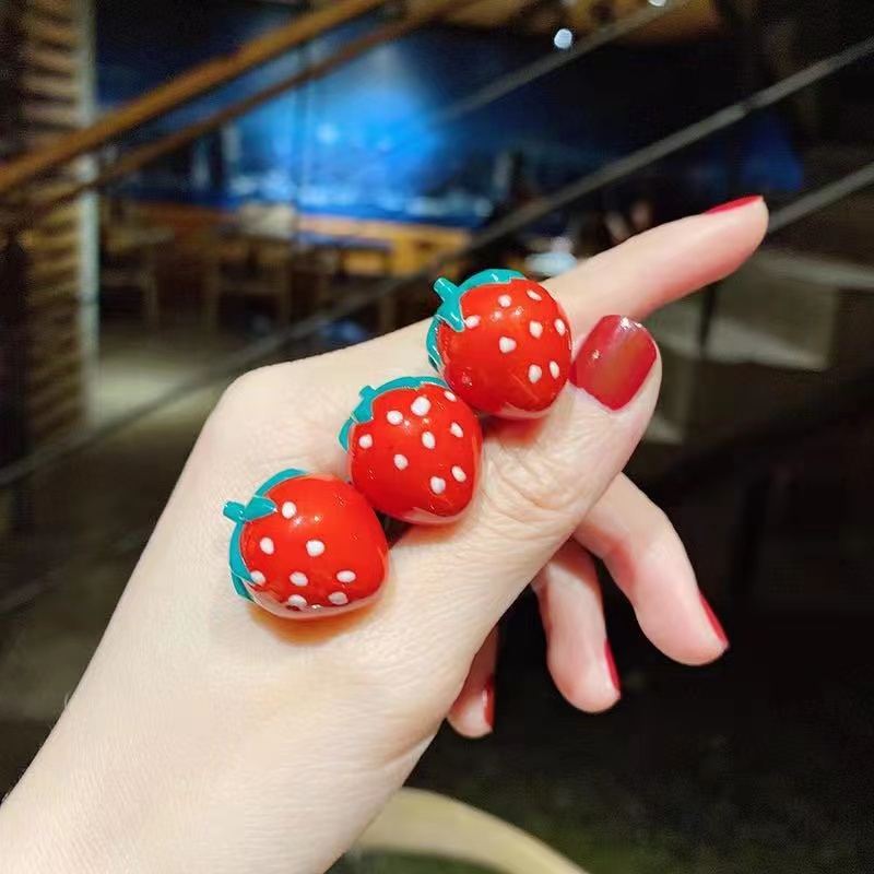 Ikat Rambut Strawberry Karet Hitam Polos Lucu Untuk Wanita Korean Fashion Import