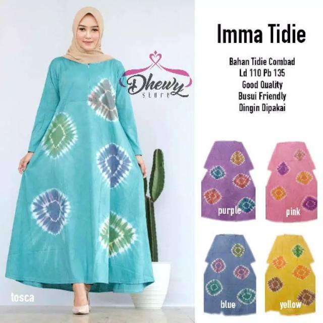 DASTER LENGAN PANJANG KAOS TIEDYE PELANGI IMMA JUMBO SYARI BUSUI