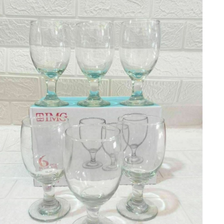 Gelas Kaki Kaca Bening IMG 6 Pcs / Gelas Kaca Bening isi 6 pcs