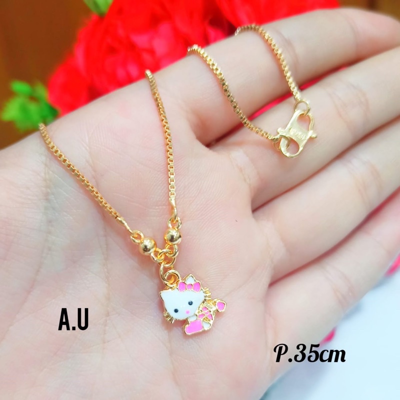 TITANIUM Kalung Xp anak karakter Hello Kity badan pink Gold/ *COD*