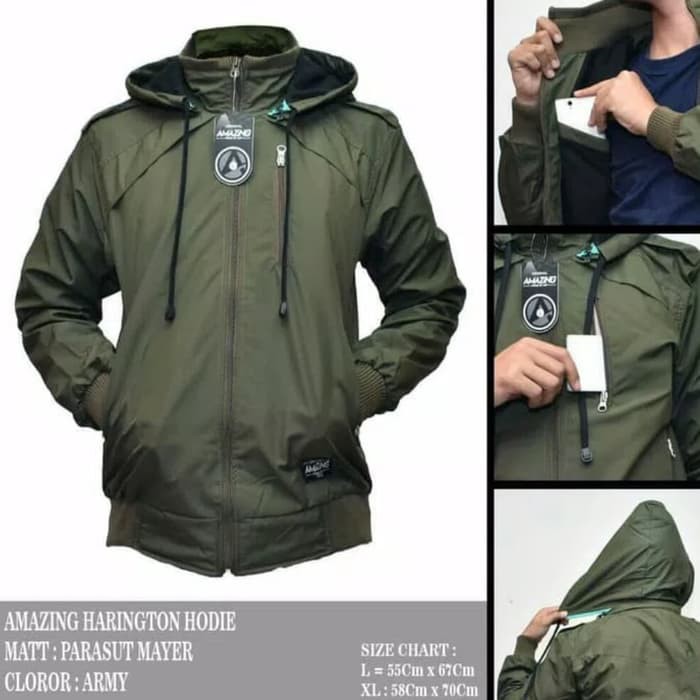 AMAZING Jaket Haringtone Hoodie Skylark Waterproof