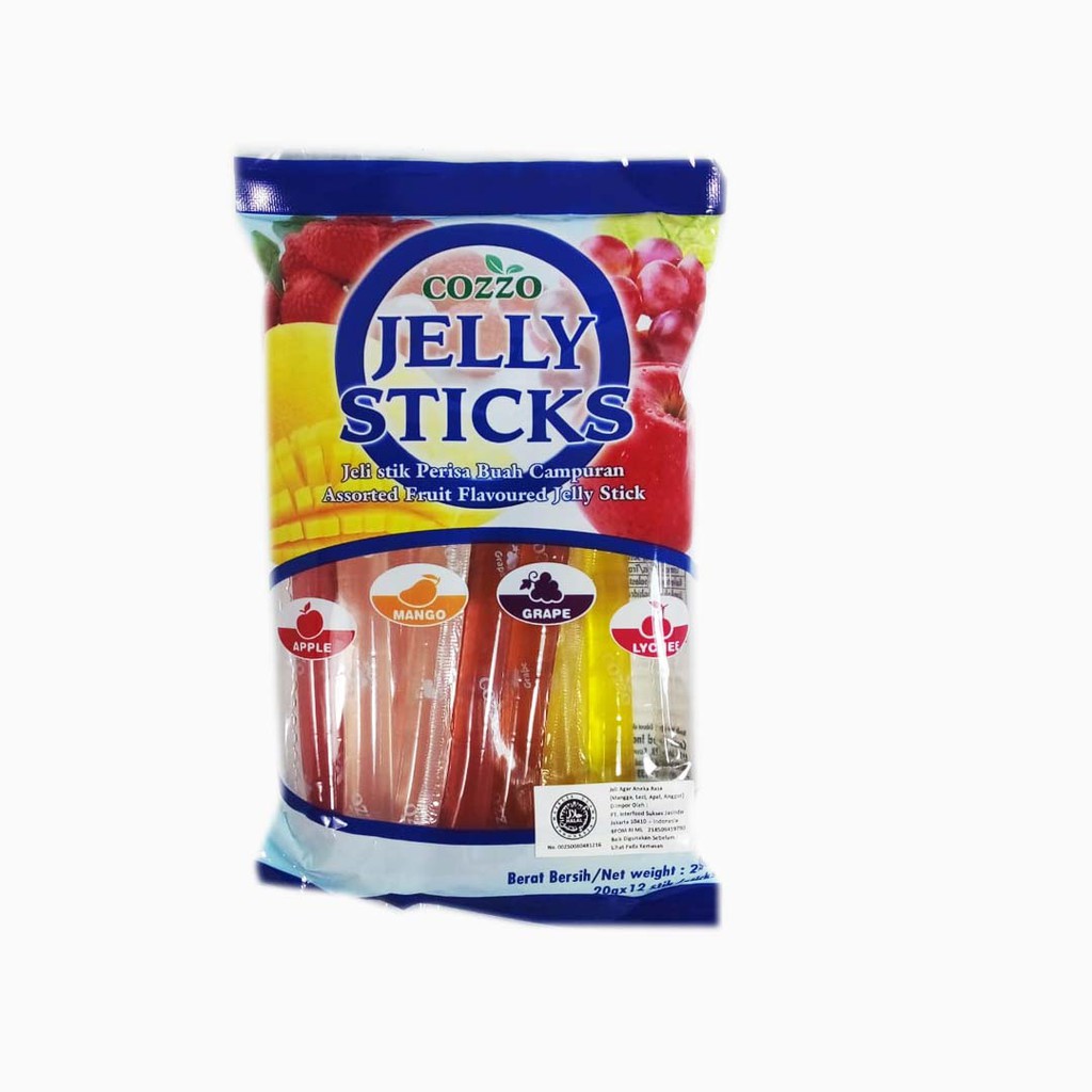 

COZZO JELLY STICKS ASSORTED FRUIT 240GR