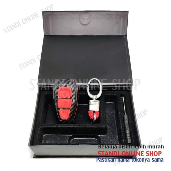 Cover Smartkey Sarung Kunci Ford Ecosport Focus Carbon Merah