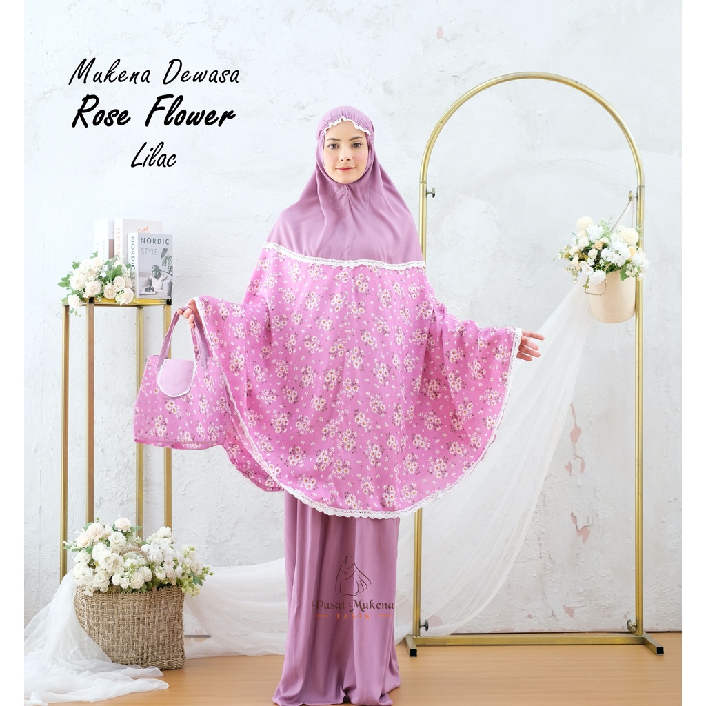 Pusat Grosir Beli Mukena Tasik - Mukena Dewasa Travelling Katun Rayon Bali Rose Flower Termurah