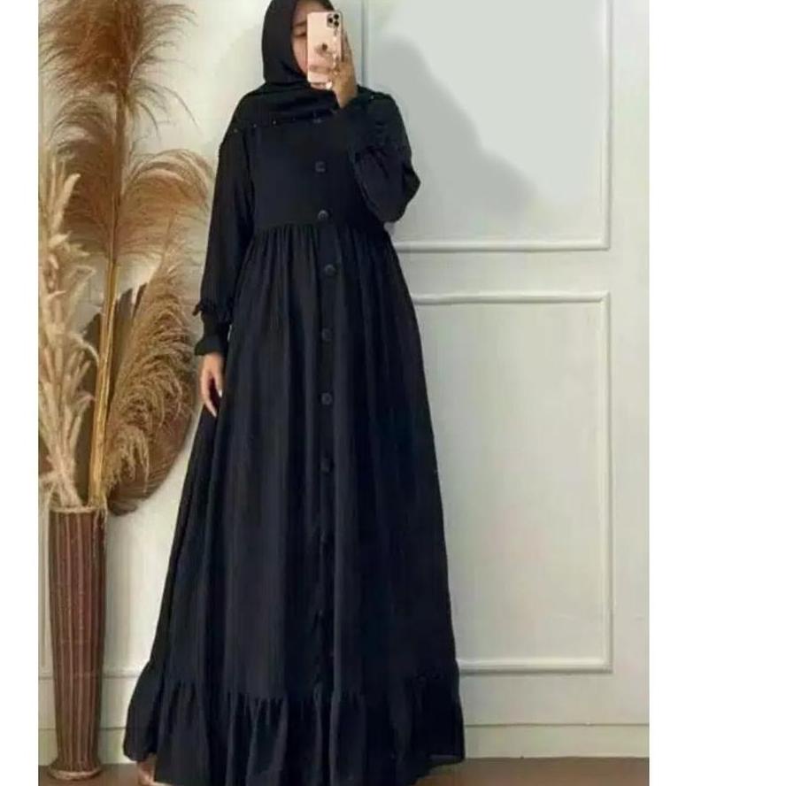 [DISCOUNT SHF98] Baju pakaian gamis dress dres abaya fashion drees jubah wanita muslim muslimah remaja ibu hamil busui perempuan cewek cewe polos menyusui kancing depan full rumahan harian trend kekinian murah cod Dijual